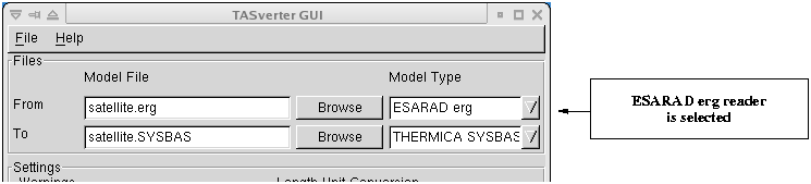 Activation of the erg-reader  module through the TASverter GUI
