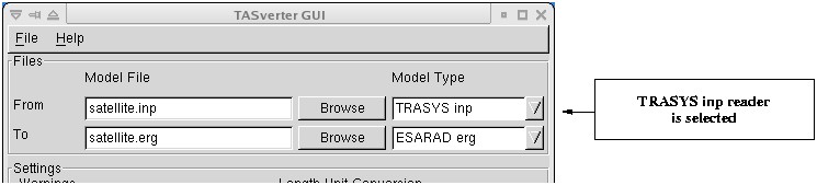 Activation of the TRASYS-reader via the GUI