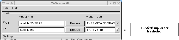 Activation of the TRASYS-writer via the GUI